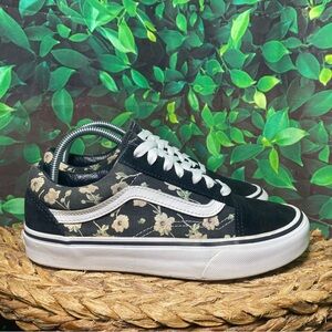 Vans old skool black white floral